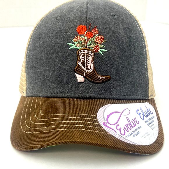 Cowgirl Boot Ponytail Trucker Hat Women's Snapback Mesh Infinity Her NWT - Picture 2 of 8